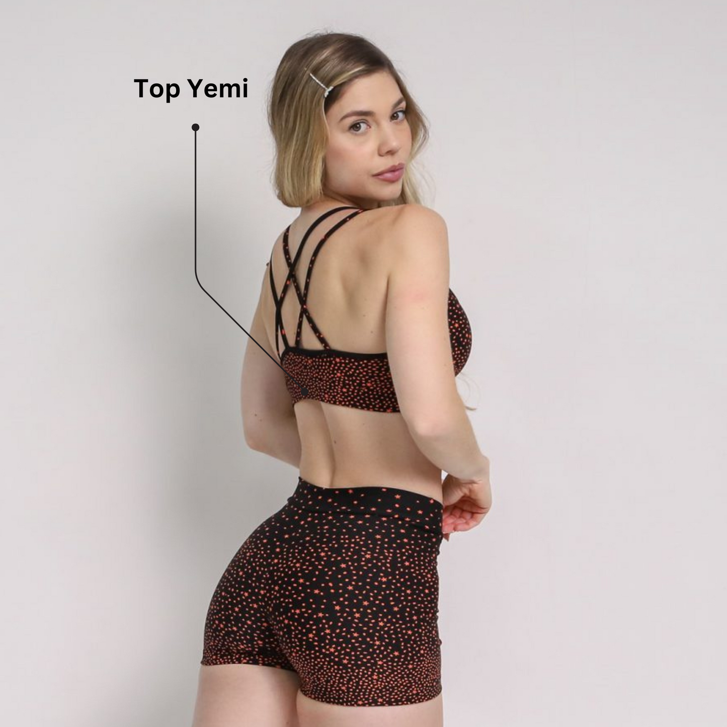 Shorts Scrunch + Top of Choice (Black / Orange)