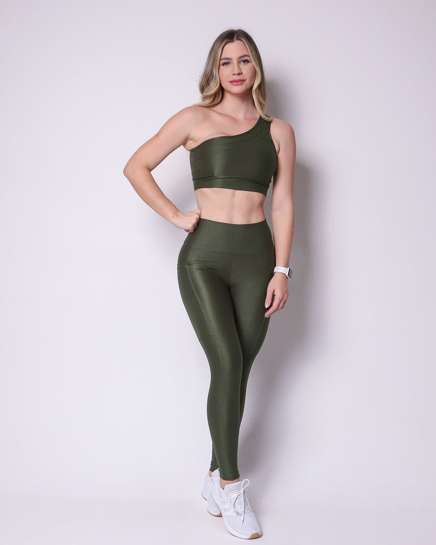 Leggings with Pockets + Top Sade (Seaweed Green)